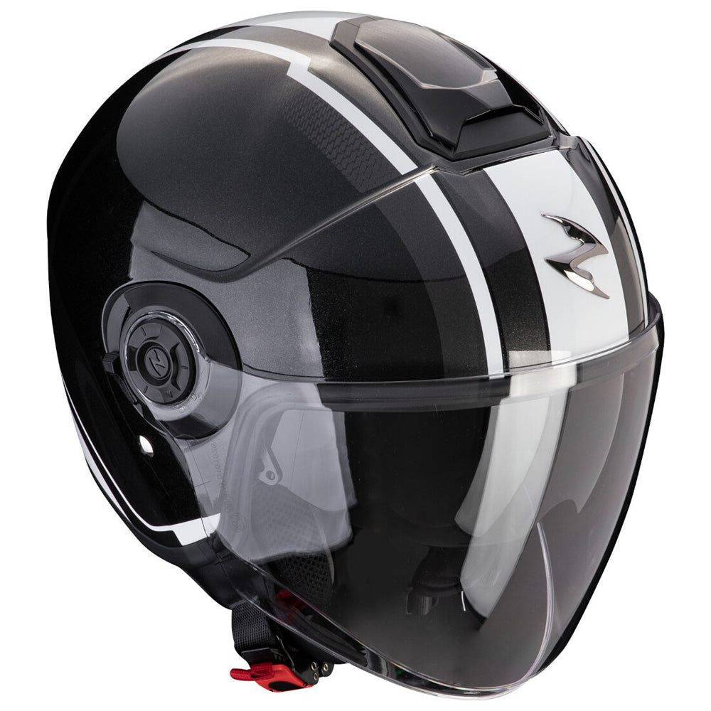 SCORPION EXO-CITY II VEL Abierto Jet Casco Metal Negro Blanco - CASCO