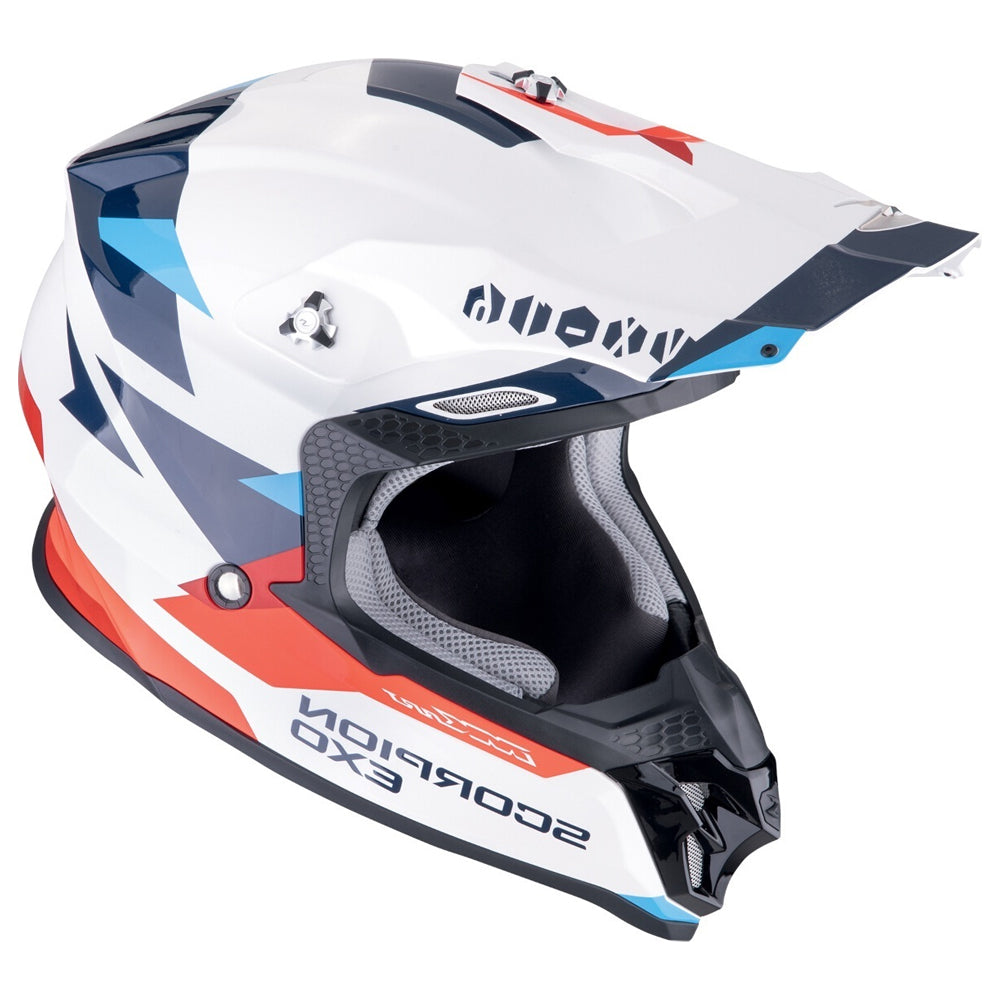 SCORPION VX-16 EVO AIR ROD Enduro Moto Casco Blanco Rojo Azul - CASCO