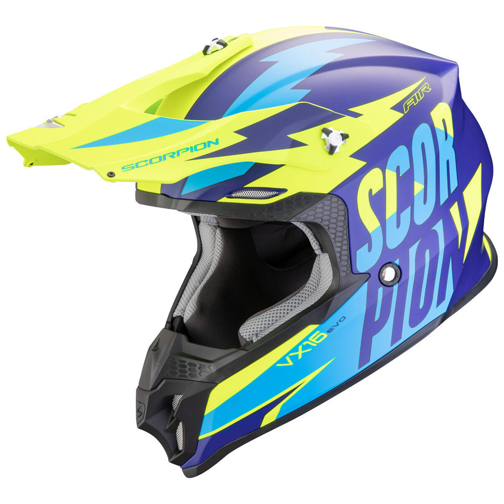 SCORPION VX 16 EVO AIR SLANTER Enduro Casco Azul Amarillo - CASCO