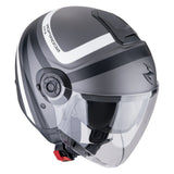 SCORPION EXO-CITY II RIVA Abierto Jet Casco Plata Mate-Negro-Blanco - CASCO