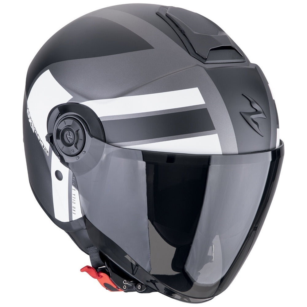 SCORPION EXO-CITY II BLUR Moto Jet Casco Plata Mate Negro Blanco - CASCO