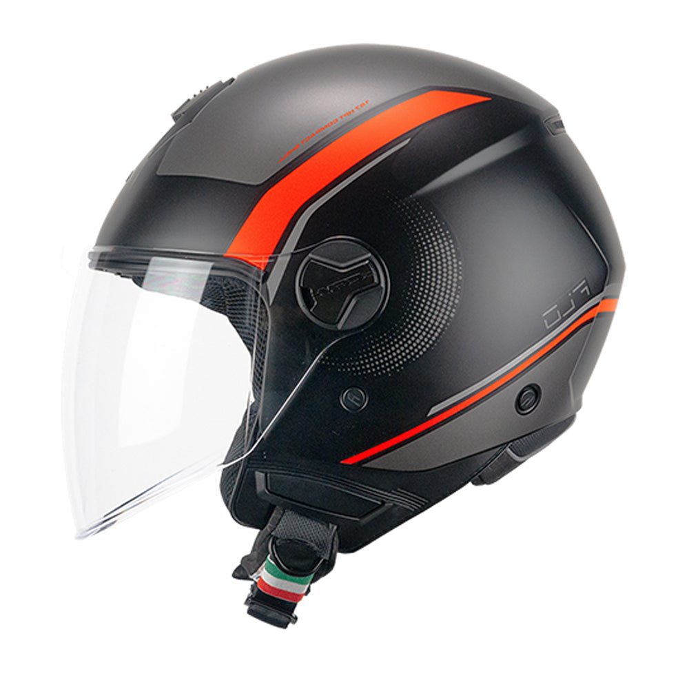 CGM 167M FLO DOT Jet Casco Negro Naranja Fluo Mate Largo