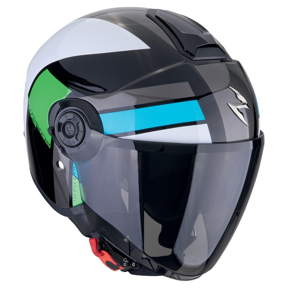 SCORPION EXO-CITY II BLUR Moto Urbano Jet Casco Negro Blanco Verde - CASCO
