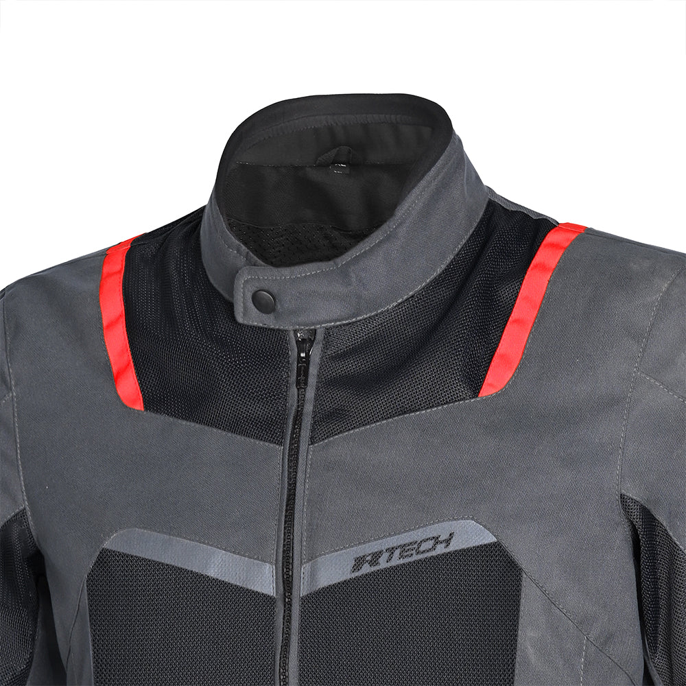 R-TECH SPIRAL MESH CHAQUETA DE MOTO DE HOMBRE TEXTIL NEGRO ROJO ANTRACITA