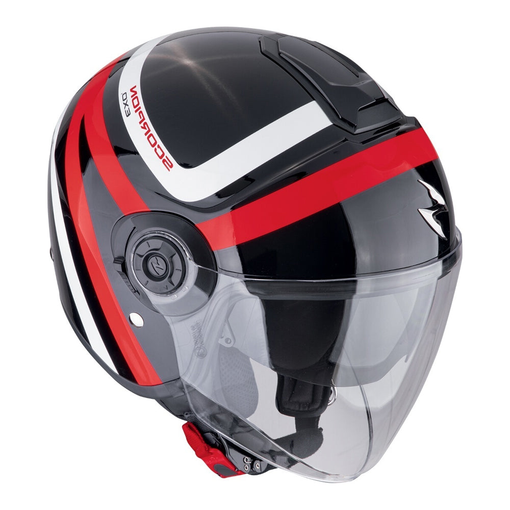 SCORPION EXO-CITY II RIVA Abierto Jet Casco Negro Rojo - CASCO