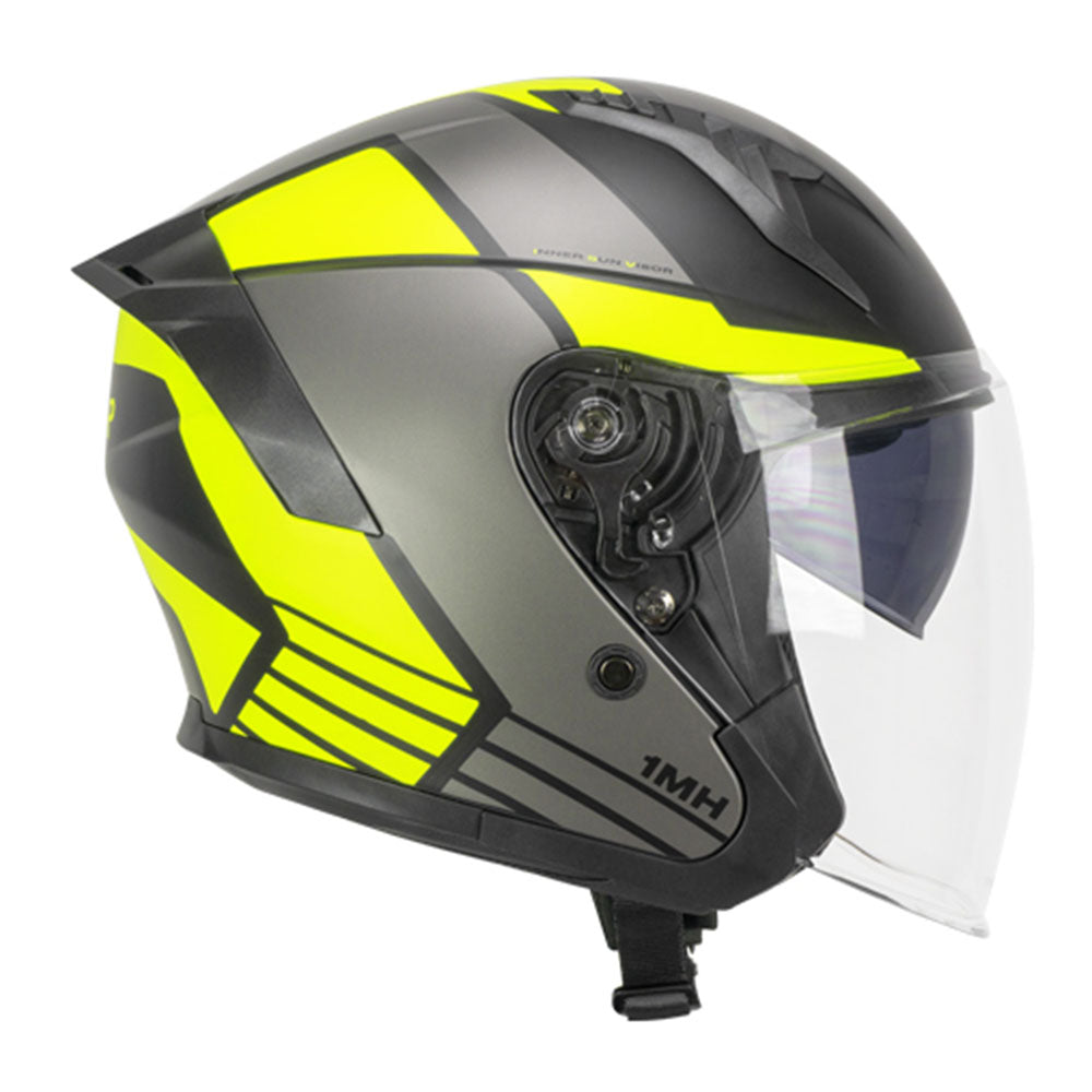 SKA-P 1MHG JEDI SPORT JET CASCO Negro Amarillo Fluorescente Mate