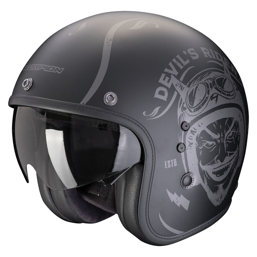SCORPION - BELFAST EVO ROMEO ABIERTO CASCO Negro mate-Plata - CASCO
