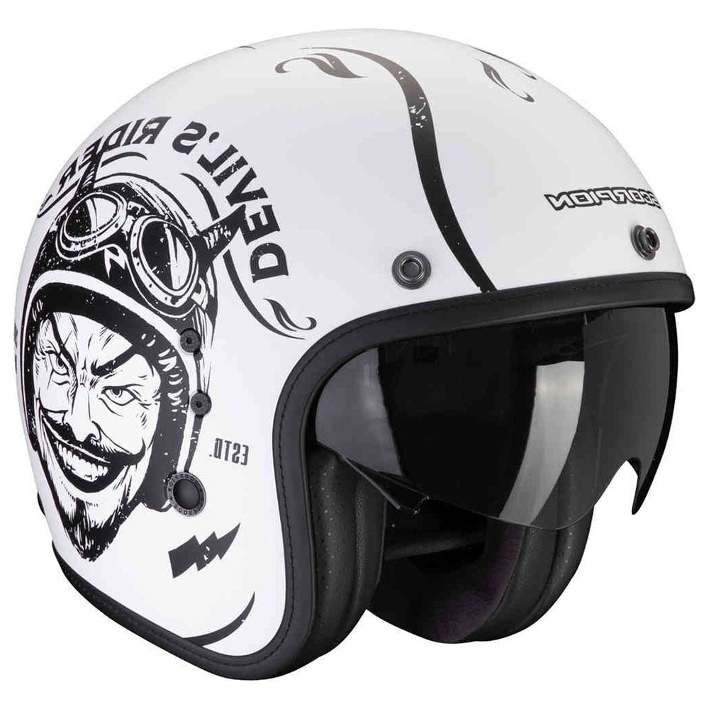 SCORPION BELFAST EVO ROMEO ABIERTO CASCO Blanco mate-Negro - CASCO
