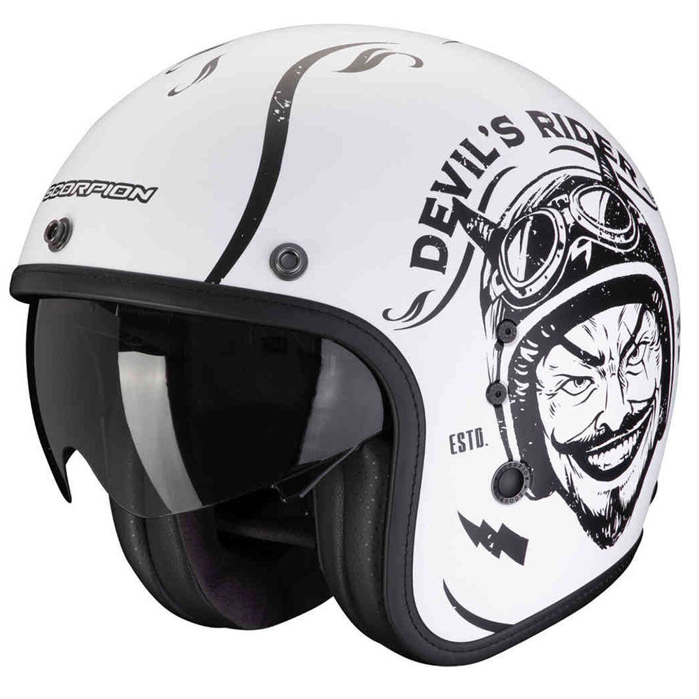 SCORPION BELFAST EVO ROMEO ABIERTO CASCO Blanco mate-Negro - CASCO