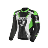 BELA X RACE CHAQUETA DE MOTO HOMBRE PIEL NEGRO BLANCO VERDE