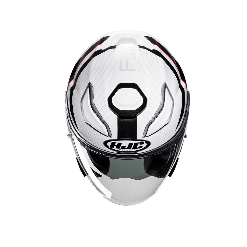 HJC F31 NABY MC1 Casco Jet Negro Blanco Rojo