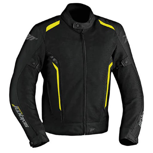 Chaqueta de moto de turismo de verano Seventy SD-Jt32 para hombre, color negro y amarillo flúor