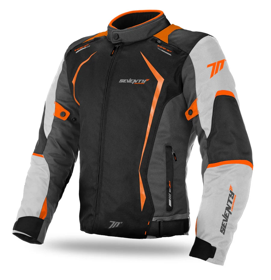SEVENTY SD-JR47 Chaqueta De Competición Motocicleta Winter Negra/Hielo/Naranja
