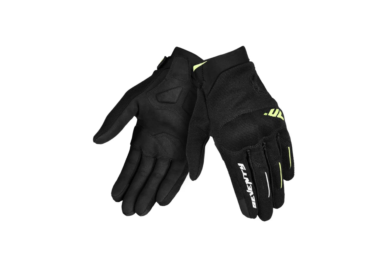 SEVENTY SD-C40 ASPHALT Guantes De Moto De Verano Para Hombre Negro/Amarillo Fluor - GUANTES