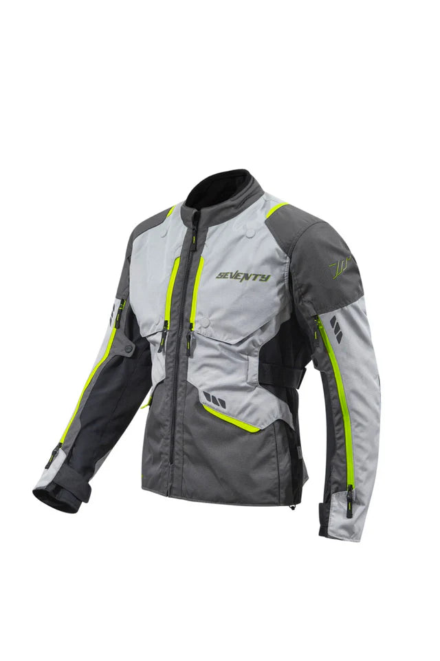 SEVENTY SD-JT67 TANAMI Chaqueta De Moto Para Hombre Negro/Gris/Amarillo Fluorescente