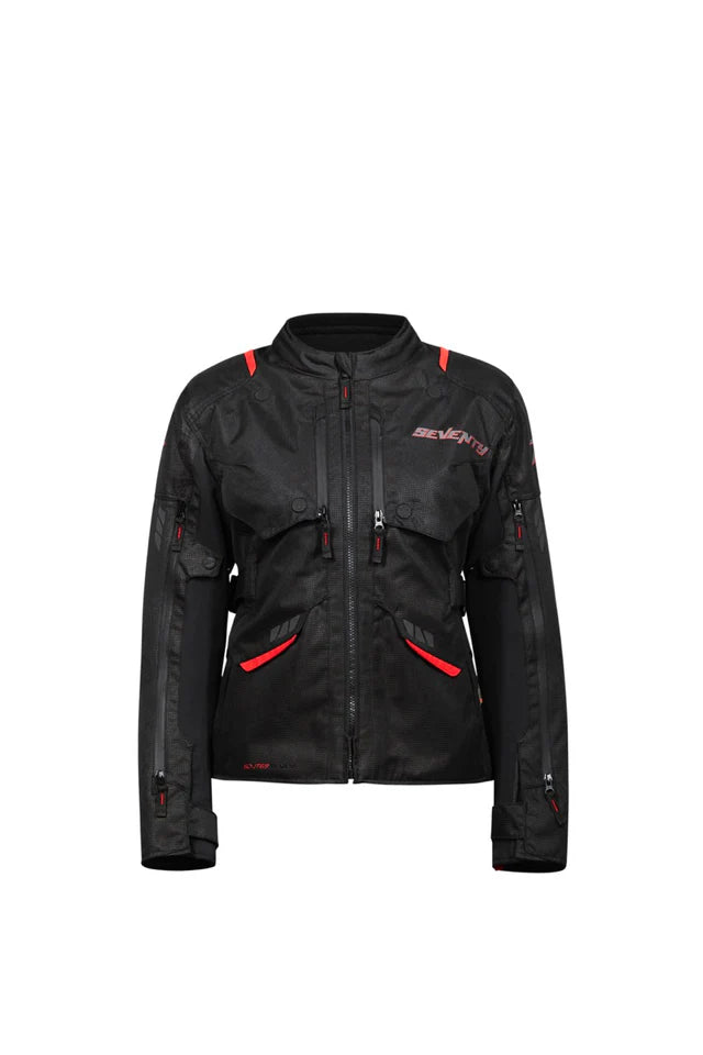 SEVENTY SD-JT69 Tanami Chaqueta De Motocicleta Para Mujer Negra/Roja