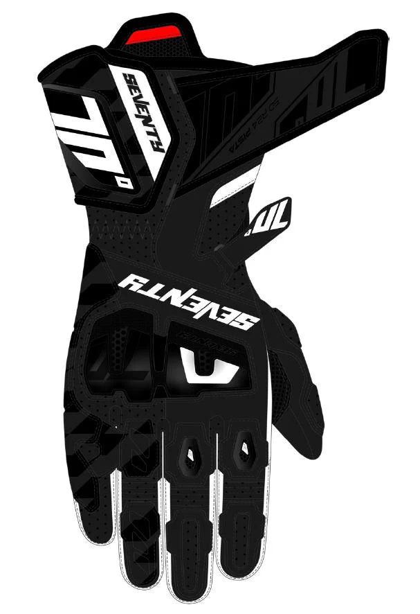 SEVENTY SD-R24 PISTA Guantes De Cuero Para Motocicleta Para Hombre Negro/Blanco - GUANTES