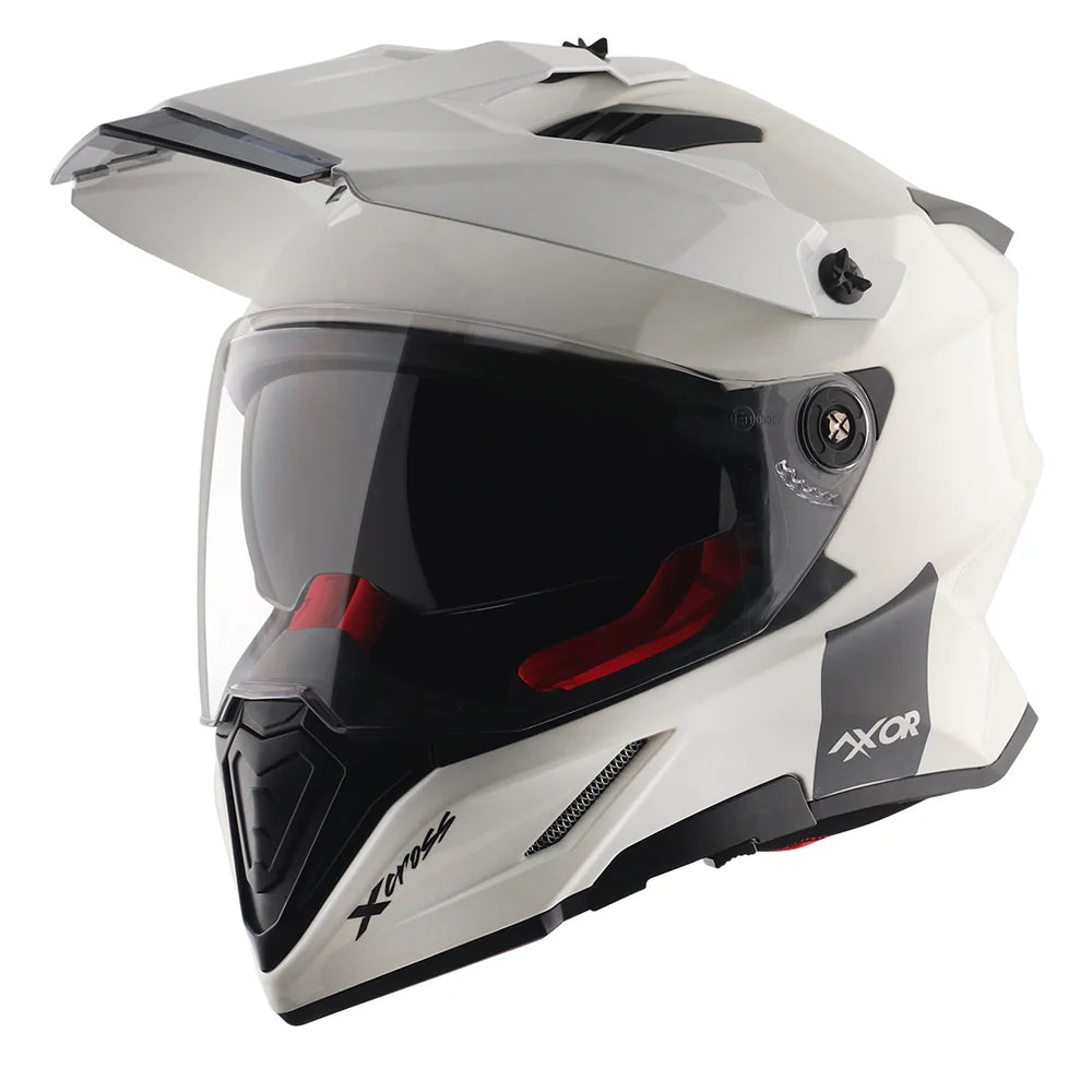 AXOR X-CROSS DUAL VISOR SPORT DUAL MOTORCYCLE HELMET PEARL WHITE