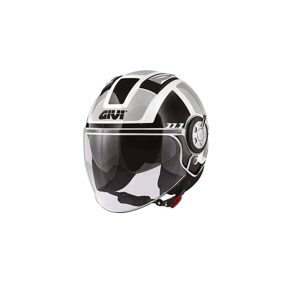 GIVI 11.1 AIR JET-R Class Moto Jet Deportivo Casco Blanco Negro Plateado