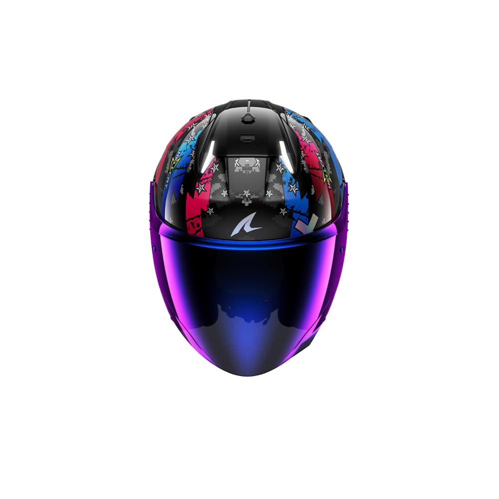 SHARK SKWAL i3 JET Hellcat CASCO NEGRO MATE CROMADO AZUL