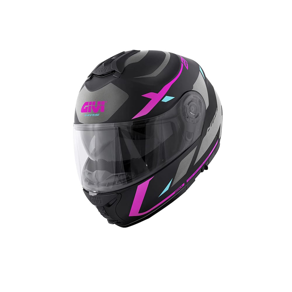GIVI X.21 Mod modular para motocicleta Casco integral negro morado plateado