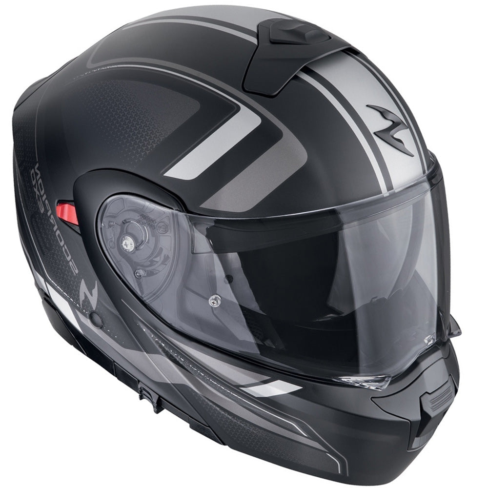 SCORPION EXO-930 EVO ARDENS CASCO MODULAR NEGRO MATE PLATA - CASCO