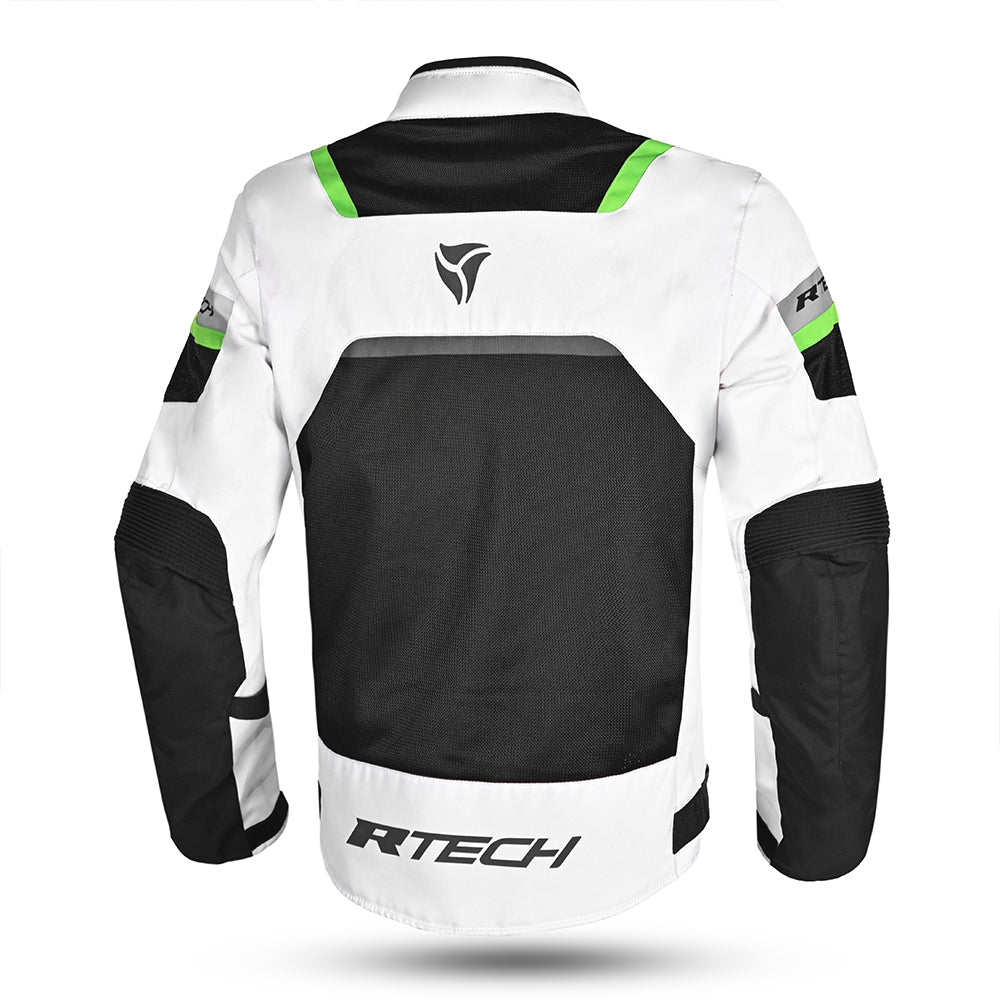 R-TECH SPIRAL MESH CHAQUETA DE MOTO DE HOMBRE TEXTIL  NEGRO BLANCO VERDE