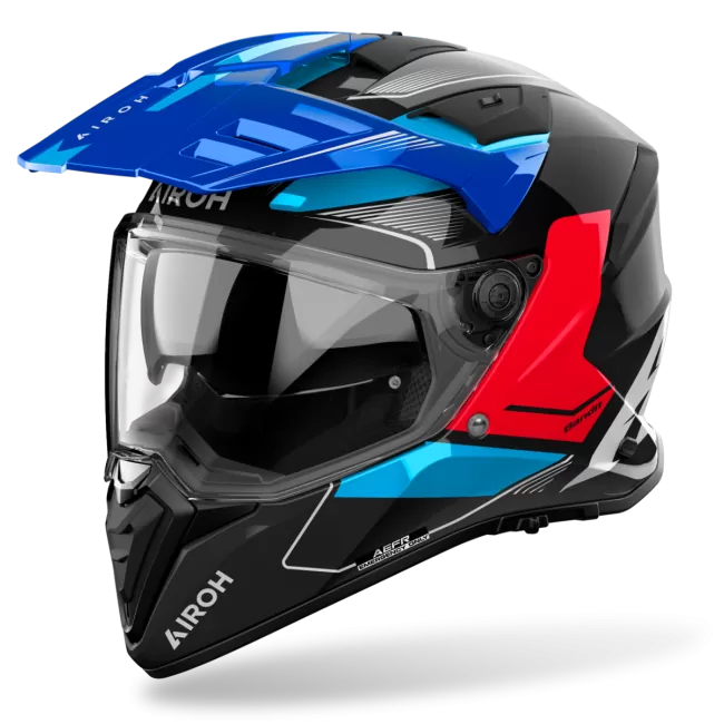 AIROH COMMANDER 2 ENTHÜLLUNG Abenteuer Blauer Helm Leuchten E06