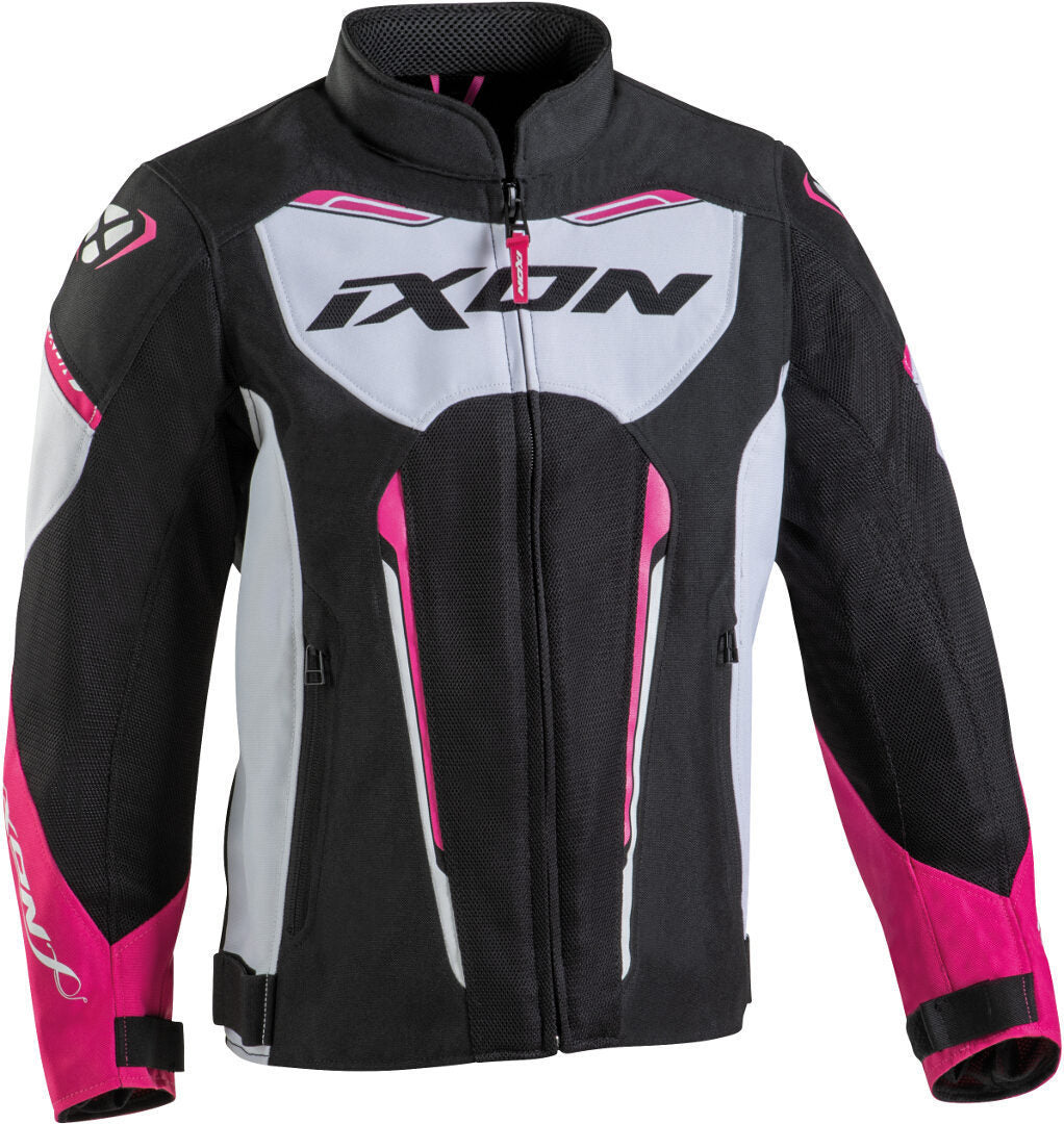 IXON STRIKER AIR L Niños Textil Moto Chaqueta Negro, Blanco Fucsia