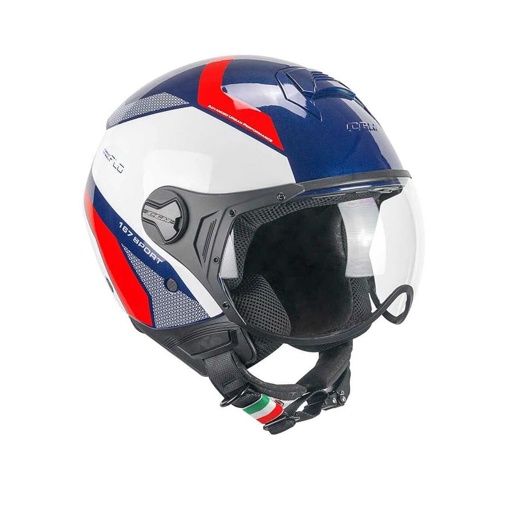 CGM 167D FLO SPORT Jet Motorcycle Helmet Blue White Red – SECURTEX MOTOR S.L (t/a MaximoMoto)