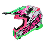 SHIRO MX-917 THUNDER 3 Casco de moto De Motocross ROSA_VERDE FLUOR