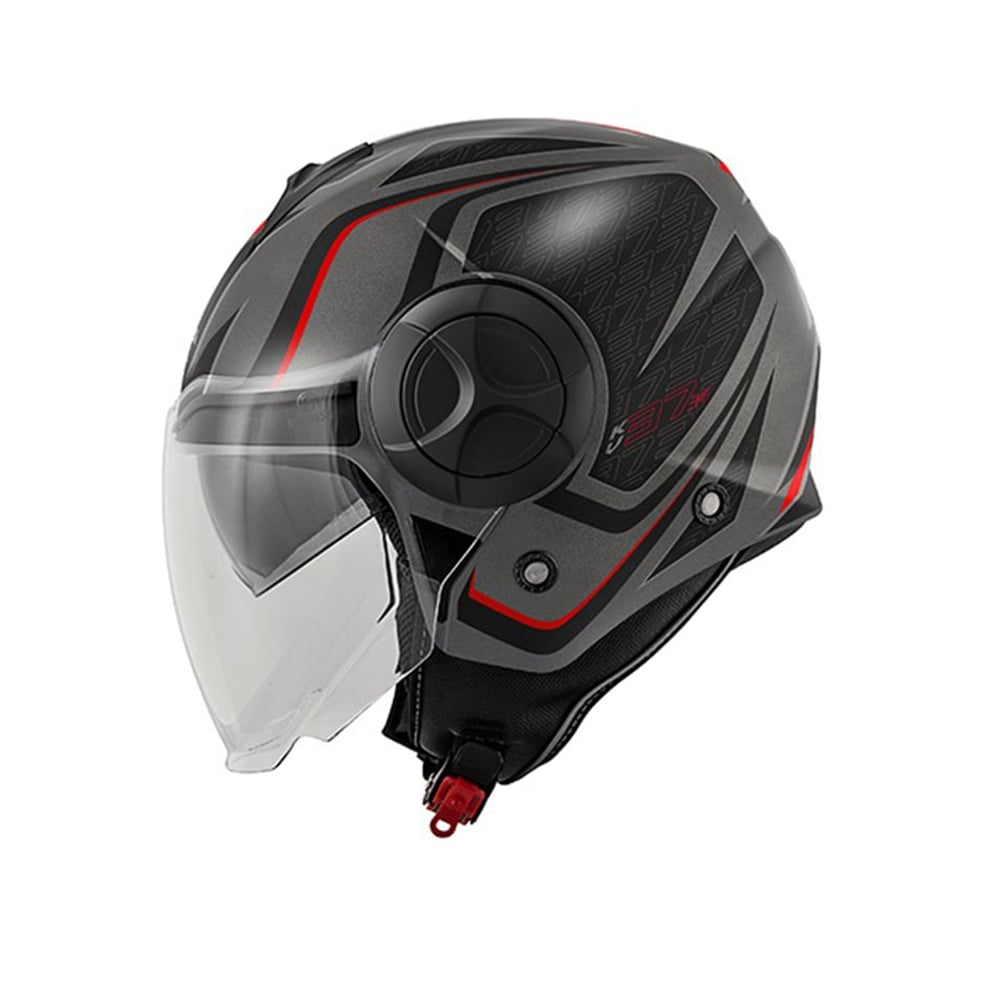 Kappa KV37R EVO Gráfica TITANIO AFILADO OP Moto Casco Jet ROJO