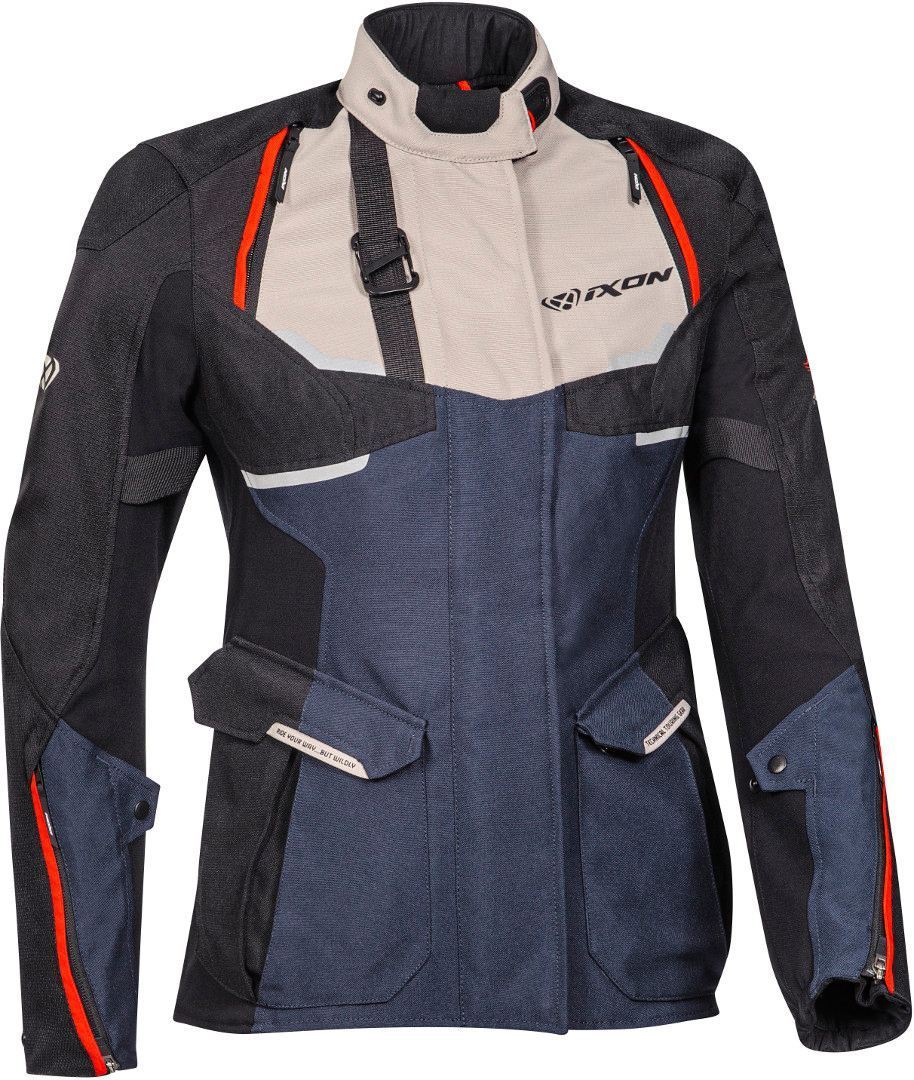 IXON Eddas Damen-Motorradjacke aus Textil, Farbe Grege, Marineblau/Schwarz