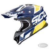 SCORPION VX-16 EVO AIR ANALOG MOTOCROSS CASCO BLANCO AZUL AMARILLO

