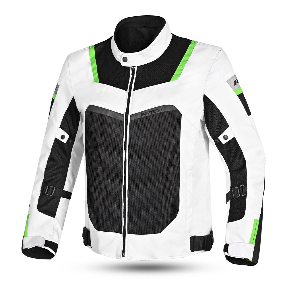 R-TECH SPIRAL MESH CHAQUETA DE MOTO DE HOMBRE TEXTIL  NEGRO BLANCO VERDE