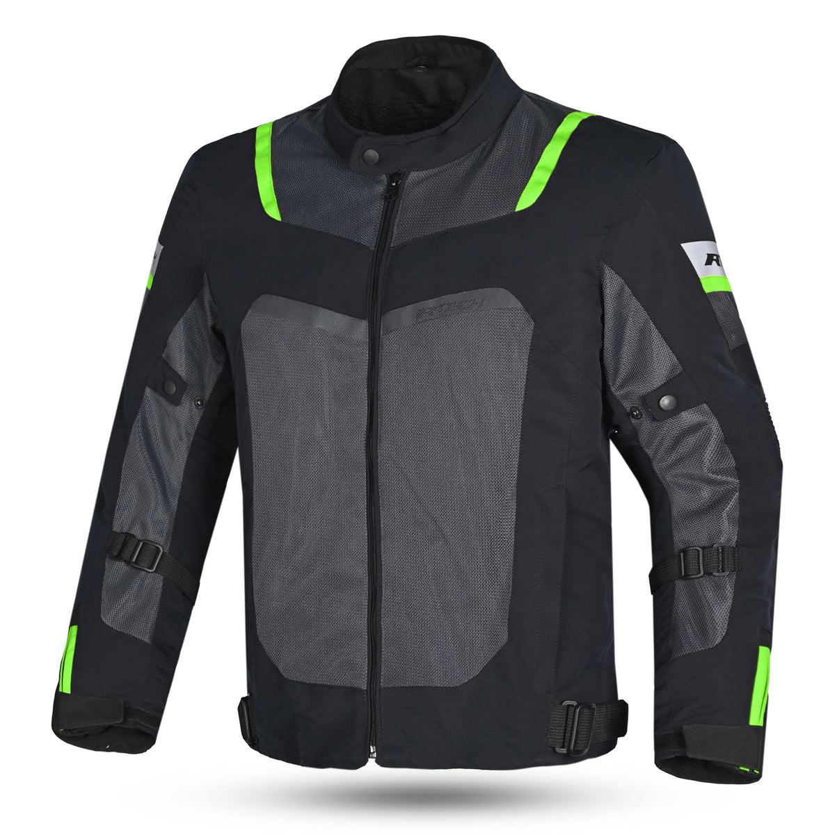 R-TECH SPIRAL MESH CHAQUETA DE MOTO DE HOMBRE TEXTIL NEGRO GRIS VERDE FLUO
