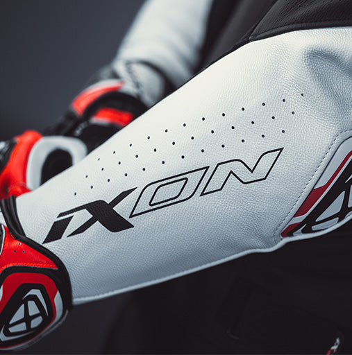 IXON VORTEX 3 Hombre Chaqueta De Cuero Motociclista De Carreras Negro Blanco