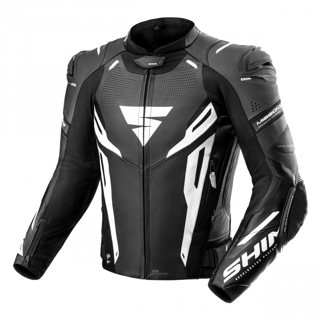 SHIMA MISSION ST Herren-Motorradjacke Schwarz Weiß