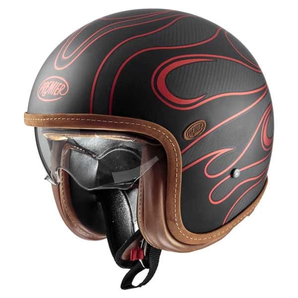 PREMIER CASCO VINT PL.ED.CARB FR RED CHROM BM Casco Abierto Motocicleta