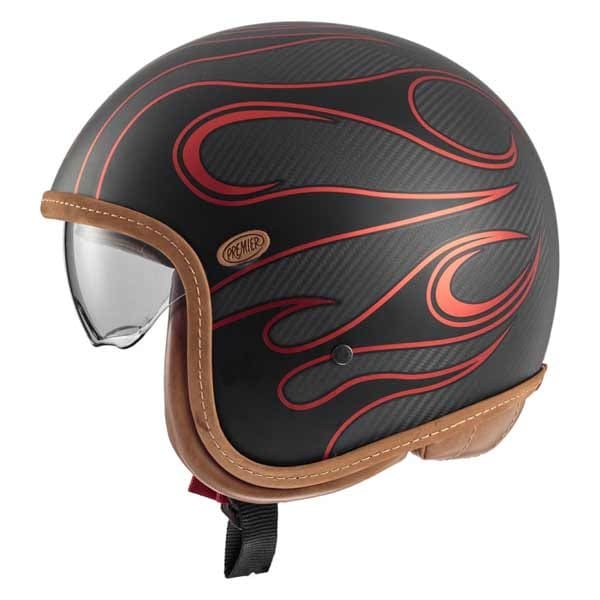 PREMIER CASCO VINT PL.ED.CARB FR RED CHROM BM Casco Abierto Motocicleta