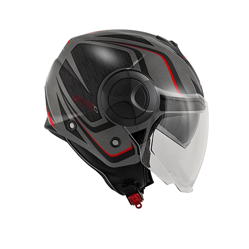 Kappa KV37R EVO Gráfica TITANIO AFILADO OP Moto Casco Jet ROJO