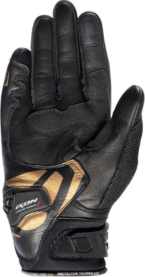 IXON RS RISE AIR MUJER CORTOS GUANTES MOTO NEGRO ORO - GUANTES