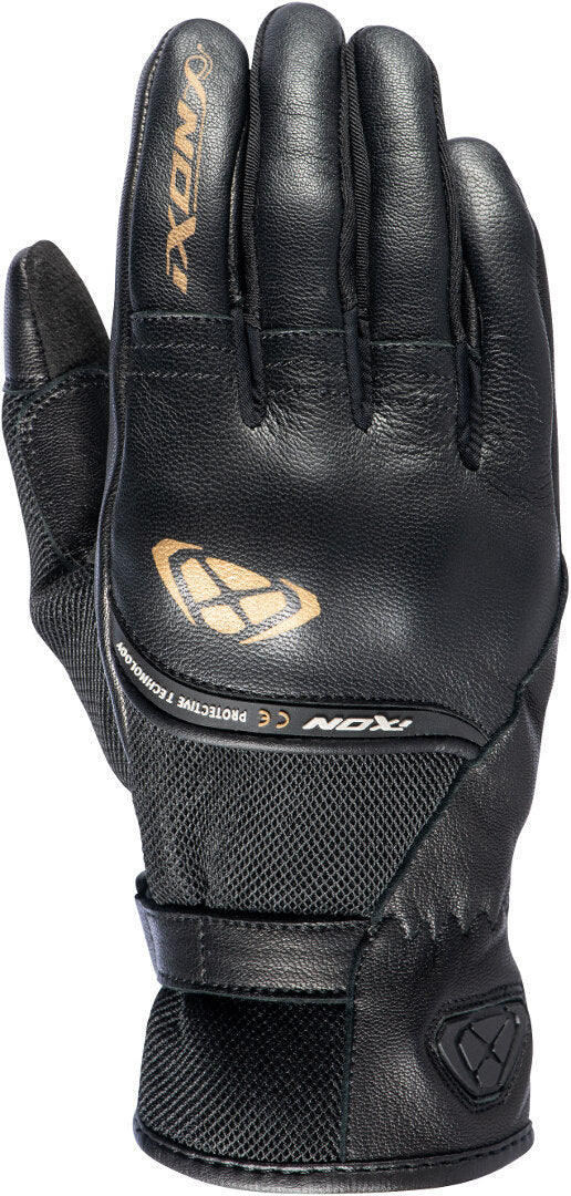 IXON RS SHINE 2 CUERO TEXTIL GUANTES MOTO MUJER NEGRO ORO - GUANTES