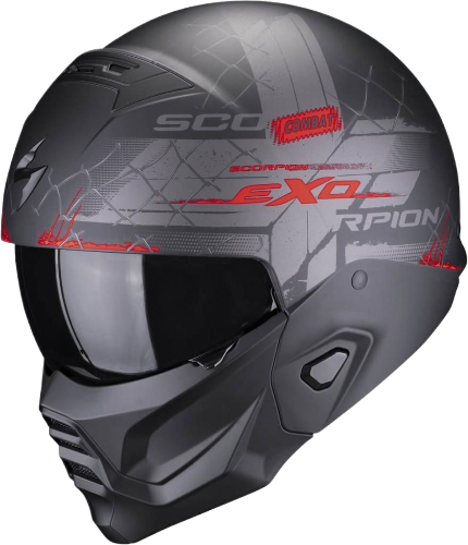 SCORPION  - EXO-COMBAT II XENON Negro mate-Rojo