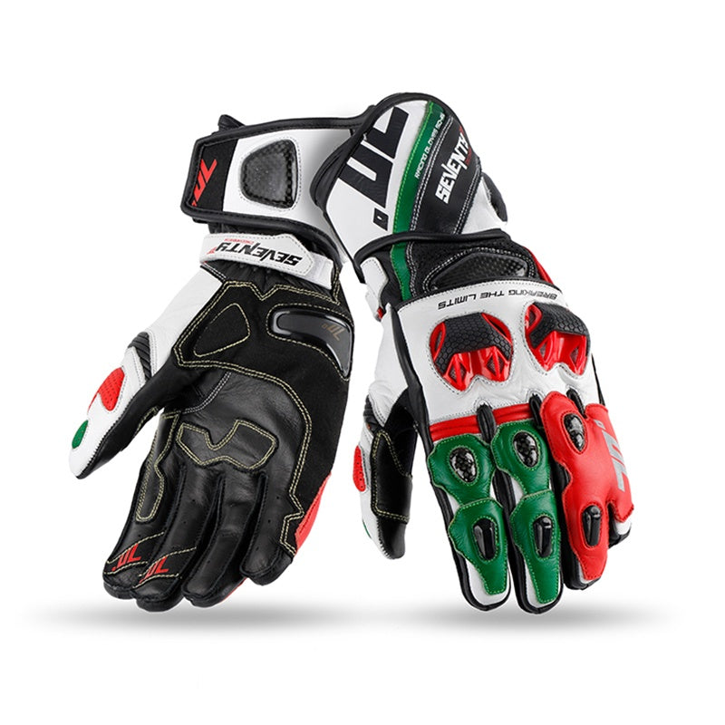 SEVENTY DEGREES SD-R12 GUANTE DE MOTO VERANO RACING HOMBRE NEGRO ROJO VERDE