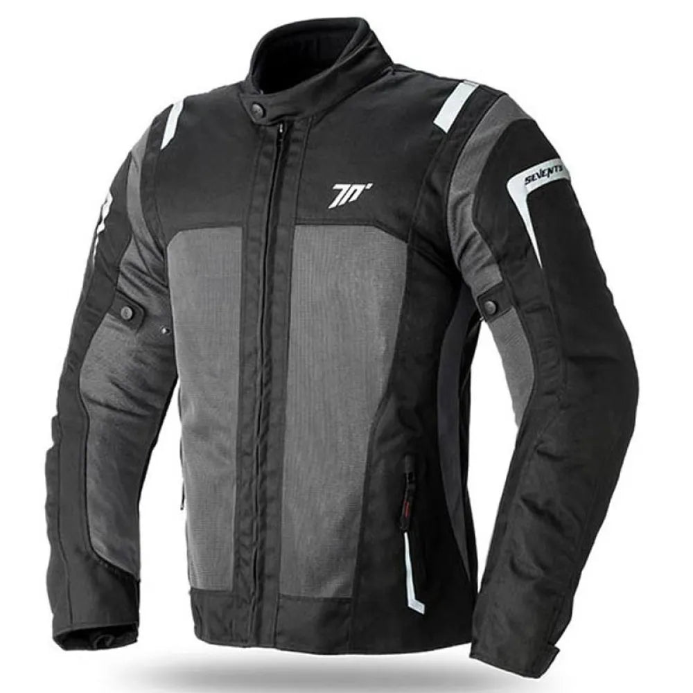 SEVENTY DEGREES SD-JT44 CHAQUETA DE MOTO VERANO TOURING HOMBRE NEGRO GRIS