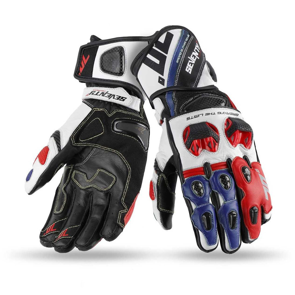 SEVENTY DEGREES SD-R12 VERANO GUANTES DE RACING HOMBRE NEGRO ROJO AZUL