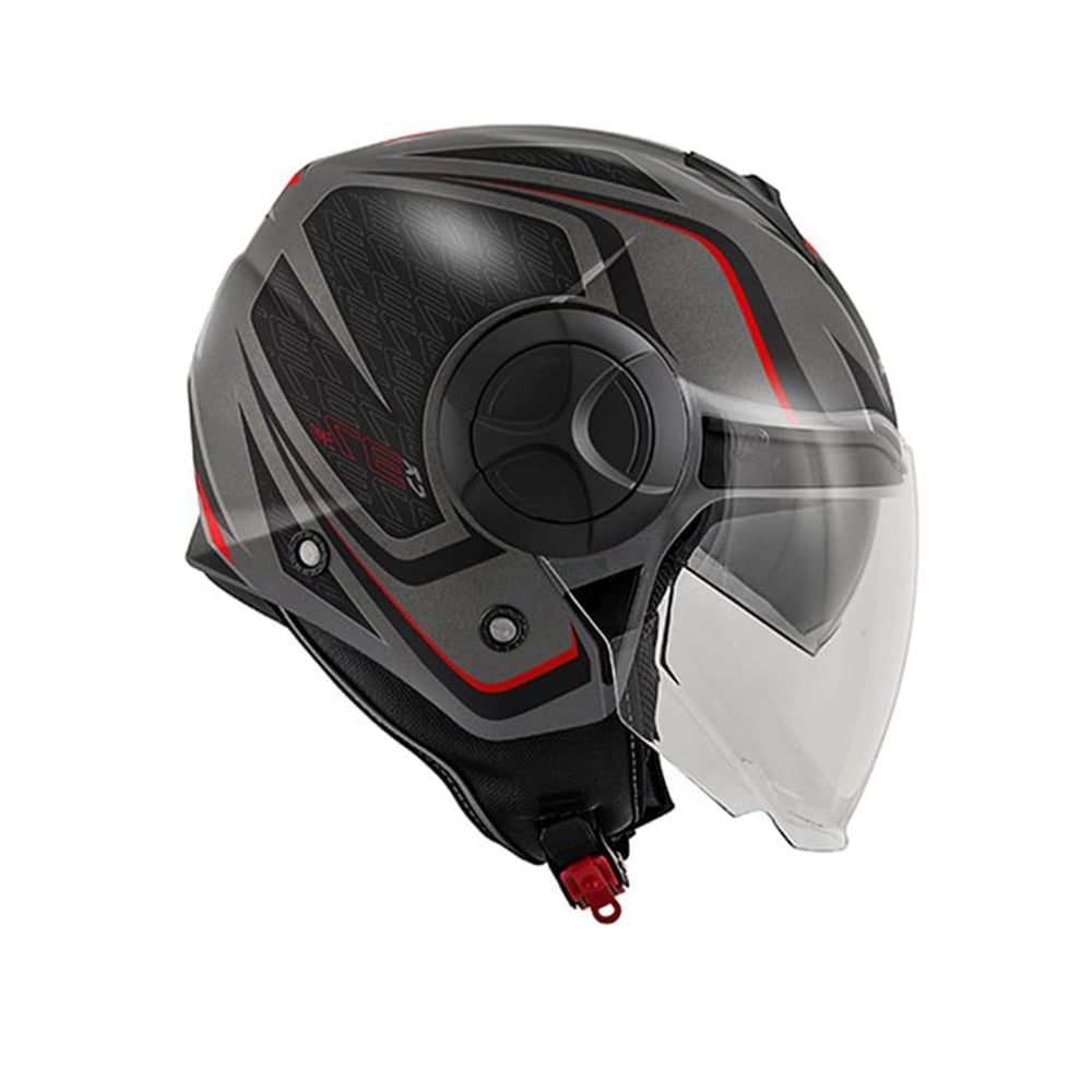 Kappa KV37R EVO AFILADA Gráficos Casco moto jet negro rojo