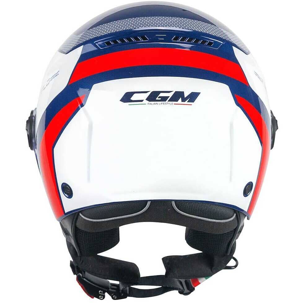 CGM 167D FLO SPORT Jet Casco De Moto Azul Blanco Rojo