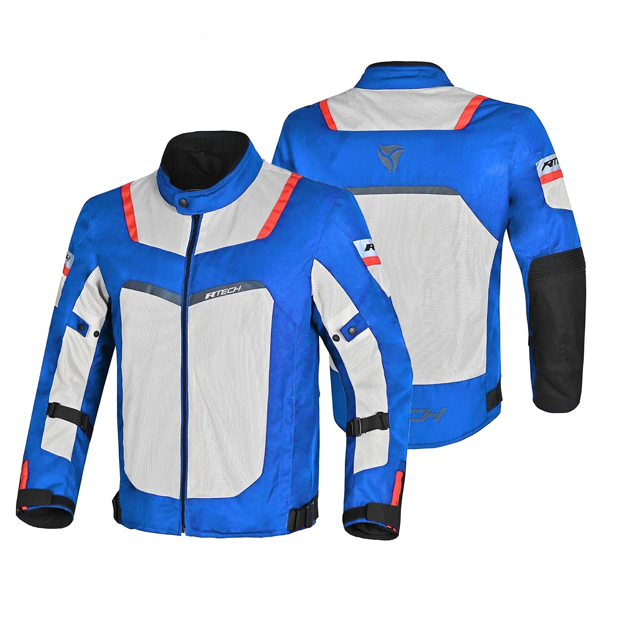 R-TECH SPIRAL MESH CHAQUETA DE MOTO DE HOMBRE TEXTIL  AZUL HIELO ROJO
